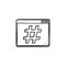 Browser window with hashtag hand drawn outline doodle icon.