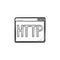 Browser window with http text hand drawn outline doodle icon.