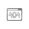 Browser window with inscription 404 error hand drawn outline doodle icon.
