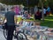 Browsing books for sale in park at Piata Universitatii, Buchares