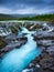 Bruarfoss waterfall, Iceland. Famous place in Iceland. Fast river and cascades. Natural landscape at the summer.