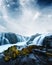 Bruarfoss waterfall in summer time