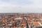 Bruges, Belgium - APRIL 05, 2019: View from above the Belfry tower in Bruges. Panoramic view