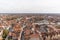 Bruges, Belgium - APRIL 05, 2019: View from above the Belfry tower in Bruges. Panoramic view