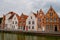 Bruges, Belgium, houses along the channel