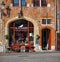 Bruges, Belgium - June 5, 2020, Beautiful historical facades and old brick buildings in the tourist center of the city, small hous