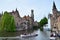 Bruges, Belgium - May 11, 2015: Tourist visit Rozenhoedkaai in Bruges, Belgium.