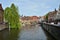 Bruges, Belgium - May 11, 2015: Tourist visit Rozenhoedkaai in Bruges, Belgium.