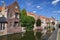 Bruges, Belgium. Old canal front buildings