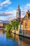 Bruges Belgium vintage stone houses and bridge