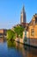 Bruges Belgium vintage stone houses and bridge