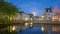 Bruges - Canal and st. Annarei and Verversdijk streets in evening