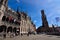 Bruges, flanders, Belgium. August 2019. Markt squere is one of the most important.  The bell tower of the city, the beffroi ,is
