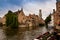 Bruges, flanders belgium.August 2019.Rozenhoedkaai is a landmark of the historic center, the most loved by tourists: the canal