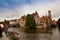 Bruges, flanders belgium.August 2019.Rozenhoedkaai is a landmark of the historic center, the most loved by tourists: the canal