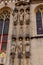 Bruges, Flanders, Belgium, Europe - October 1, 2019. Details of facades medieval old brick houses on the ancient streets in