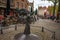 Brugge, Belgium - April 17 :  Beautiful horse and carriage statue located in Bruges, Belgium, Europe