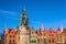 BRUGGE, BELGIUM - JANUARY 17, 2016: Statue of Jan Breydel and Pieter De Coninck, heroes of the battle of the spurs