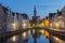 Brugge - Canal and Spigelrei and Spinolarei street with the Burghers lodge building