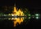 Brugge night view with a canal and old building, Belgium