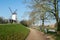 Brugge, West Flanders, Belgium - December 2018: Windmill on a sunny day