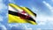 Brunei flag waving in the wind with cloudy background animation. Motion. Colorful realistic waving flag, seamless loop.