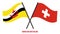 Brunei and Switzerland Flags Crossed And Waving Flat Style. Official Proportion. Correct Colors