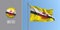 Brunei waving flag on flagpole vector illustration