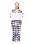 Brunette 30 years in pajamas in full length