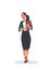 Brunette businesswoman holding checklist business woman office worker female cartoon character flat full length isolated