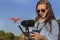 Brunette Coed Flying A Drone