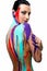 Brunette with colorful body painting