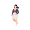 Brunette curvy, overweigh girl in fashionable clothes, beautiful plus size fashion woman, body positive vector