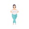 Brunette curvy, overweight girl, beautiful plus size fashion woman, body positive vector Illustration on a white