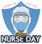 Brunette Female Nurse inside Shield Promoting Care during Nurse Day, Vector Illustration