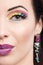 Brunette model portrait,colorful make-up