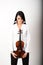 brunette woman with violin