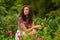 Brunetter high school senior girl with sunflower