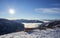 Brunnach Ski Resort, St. Oswald, Carinthia, Austria - January 20, 2019: View from Brunnach top station down in the foggy valley