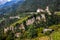 The Brunnenburg castle and Tyrol Castle near Merano, South Tyrol in the town of Tirolo, Bolzano province, Italy