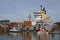 Brunsbuettel - Container vessel at lockage to the Kiel Canal