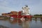 Brunsbuettel - Container vessel at lockage to the Kiel Canal