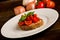 Bruschetta appetizer with fresh tomatoes