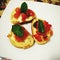 Bruschetta cheese tomato rese green food