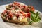 Bruschetta on chopping board