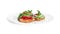 Bruschetta with cream cheese and vegetables isolated on a white background. Toasts isolated. Sandwich isolated. Sandwich