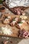 Bruschetta: homemade sheep`s cheese, bacon, sauerkraut, garlic, homemade bread, herbs and spices. Italian food