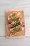 Bruschetta platter: salmon, olives, bacon