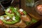 Bruschetta with shrimps and avocado