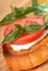 Bruschetta with tomato, mozzarella and basil